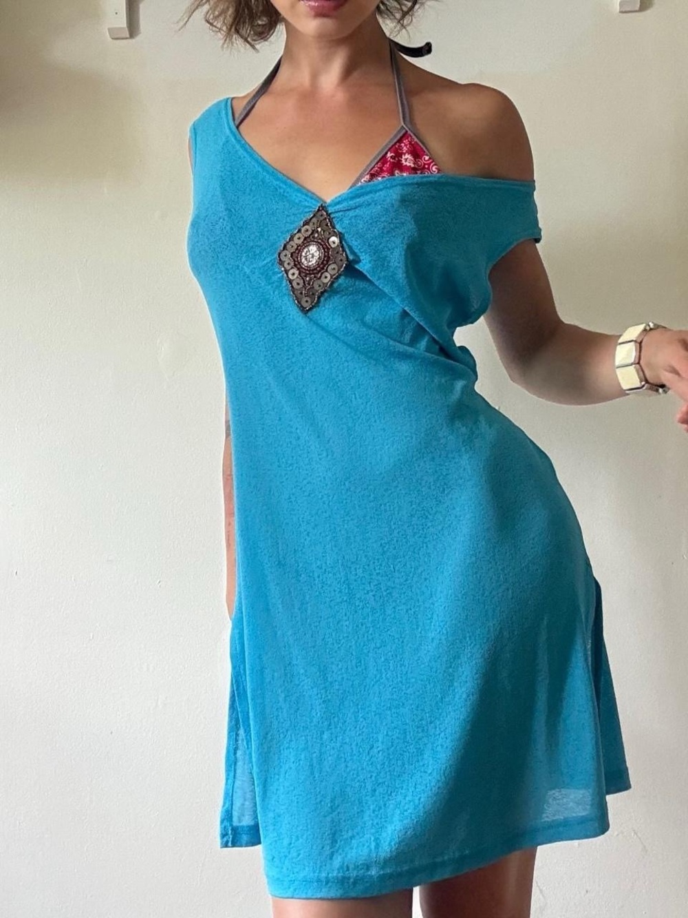 Y2K off-the shoulders sun dress — Unlabeled vintage